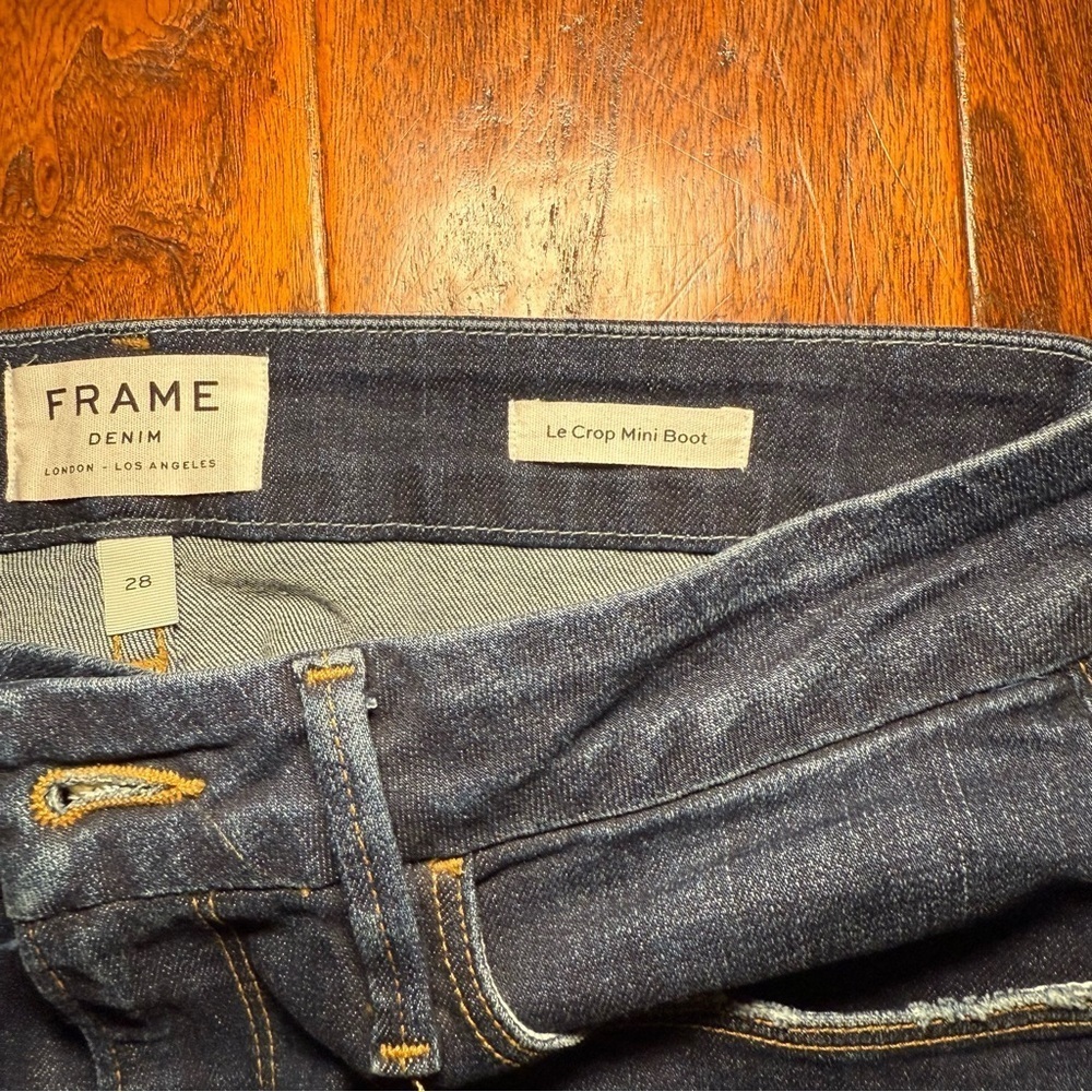 FRAME Le Crop Mini Boot Leg Snap Ankle Jean Size 28 Meribel Wash - Picture 8 of 14
